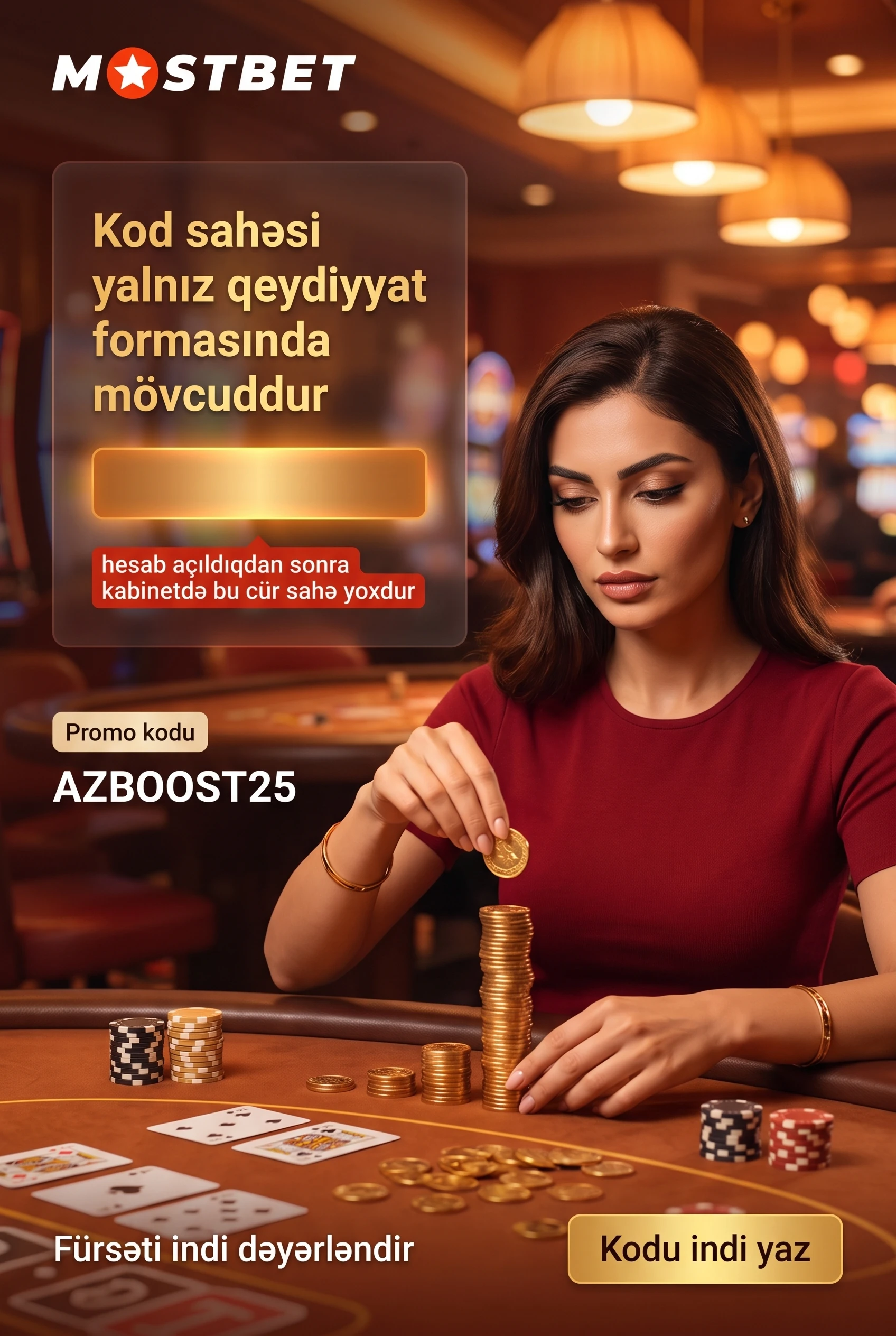 Hesab açıldıqdan sonra kod sahəsinin olmaması