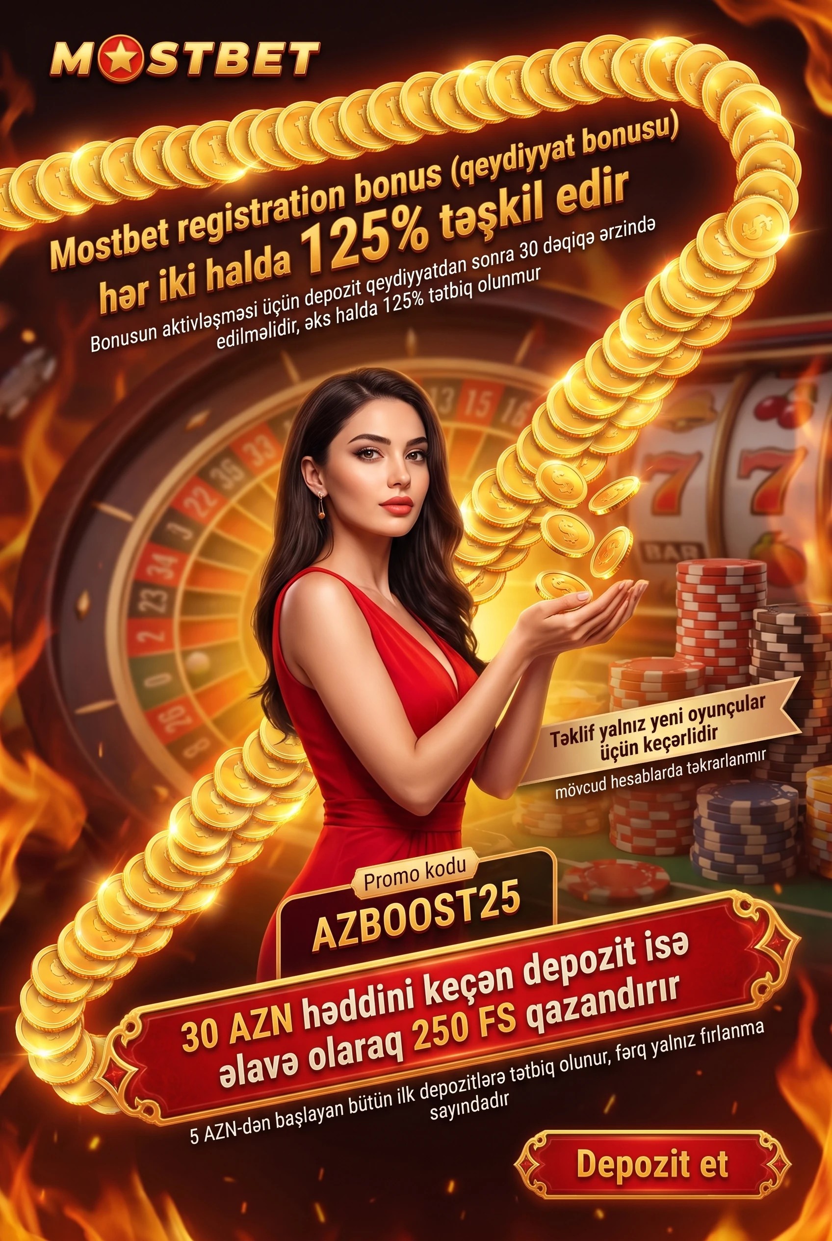 5 və 30 AZN depozit həddi ilə bonus fərqi